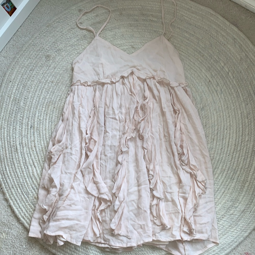 Light tan ruffles tank dress